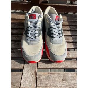 2014 Nike Air Max 90 Grey Red White Low Top Running Shoes Mens 537384-039